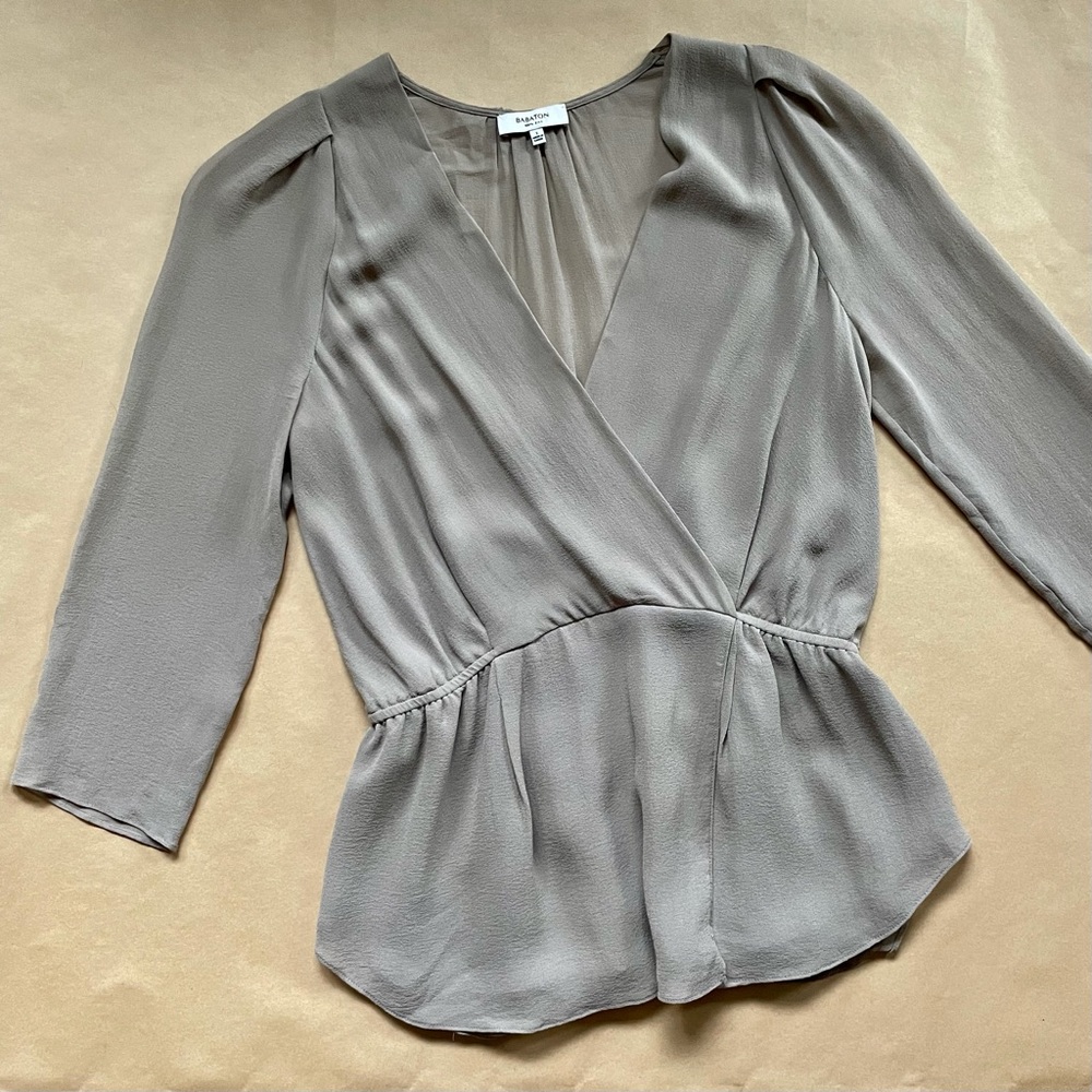 Aritzia Babaton gray silk top